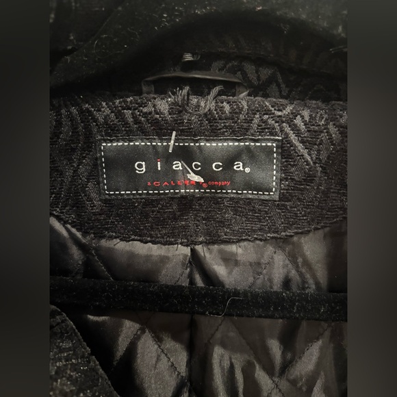 Giacca Black Textured Pea Coat with Faux Fur Collar vintage y2k small - Picture 3 of 5